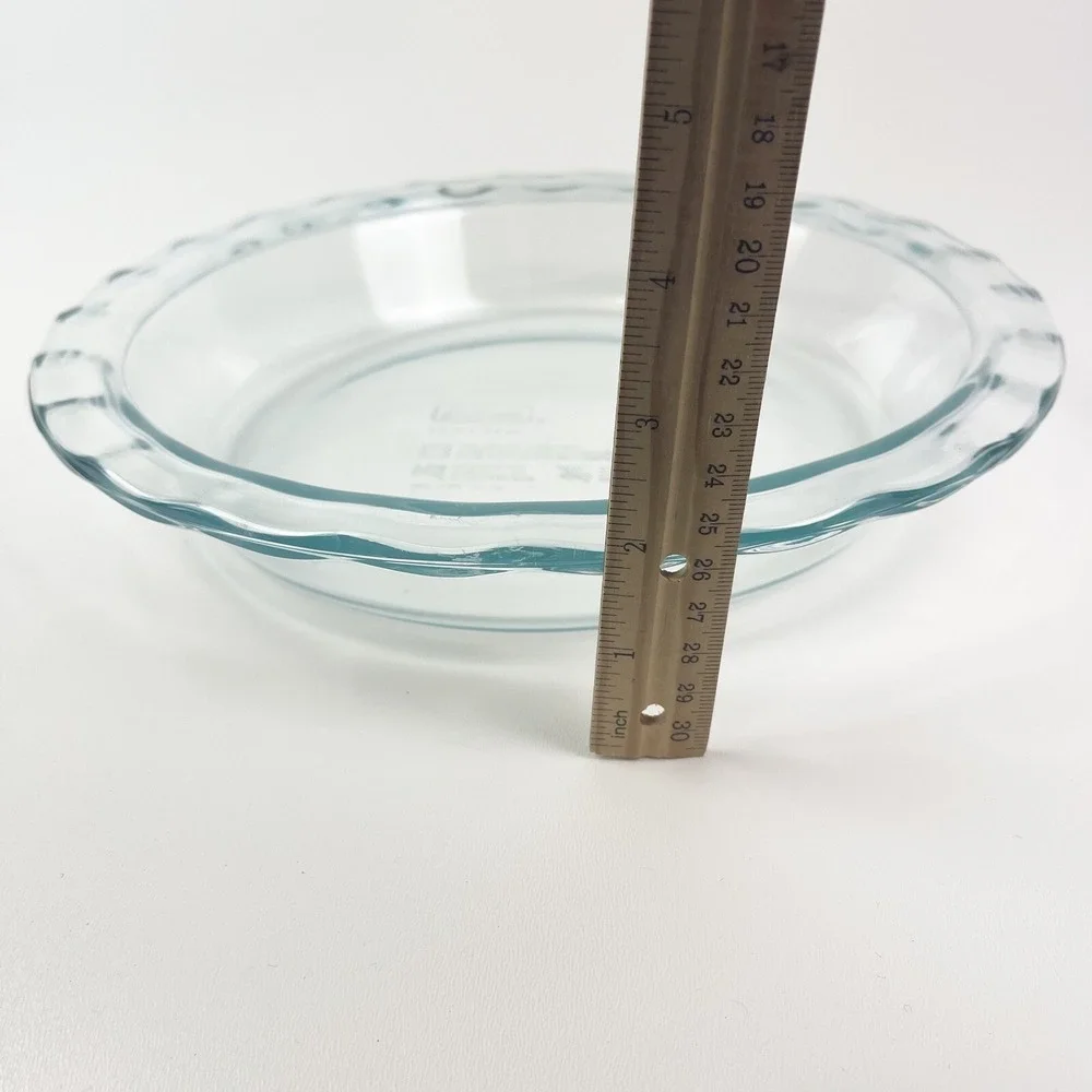 Pyrex Easy Grab Glass Pie Pan Plate Flat Fluted Dish Vintage 9.5